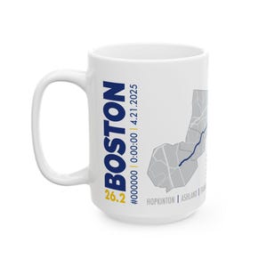 Boston mok 26,2, aanpasbaar met datum, slab# en tijd: keramische mok, 15oz - perfect cadeau voor hardlopers en marathonliefhebbers