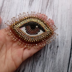 Broche grande de olho mau Broche de olho marrom Broche bordado