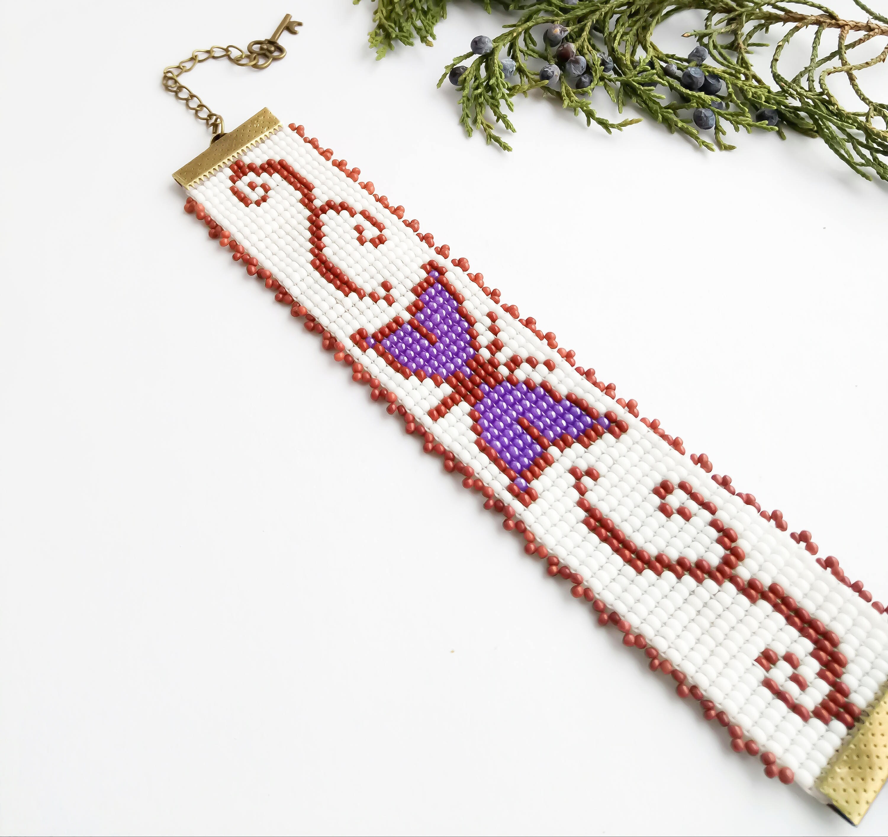 Beaded butterfly bracelet Beadwork bracelet White purple brown Etsy