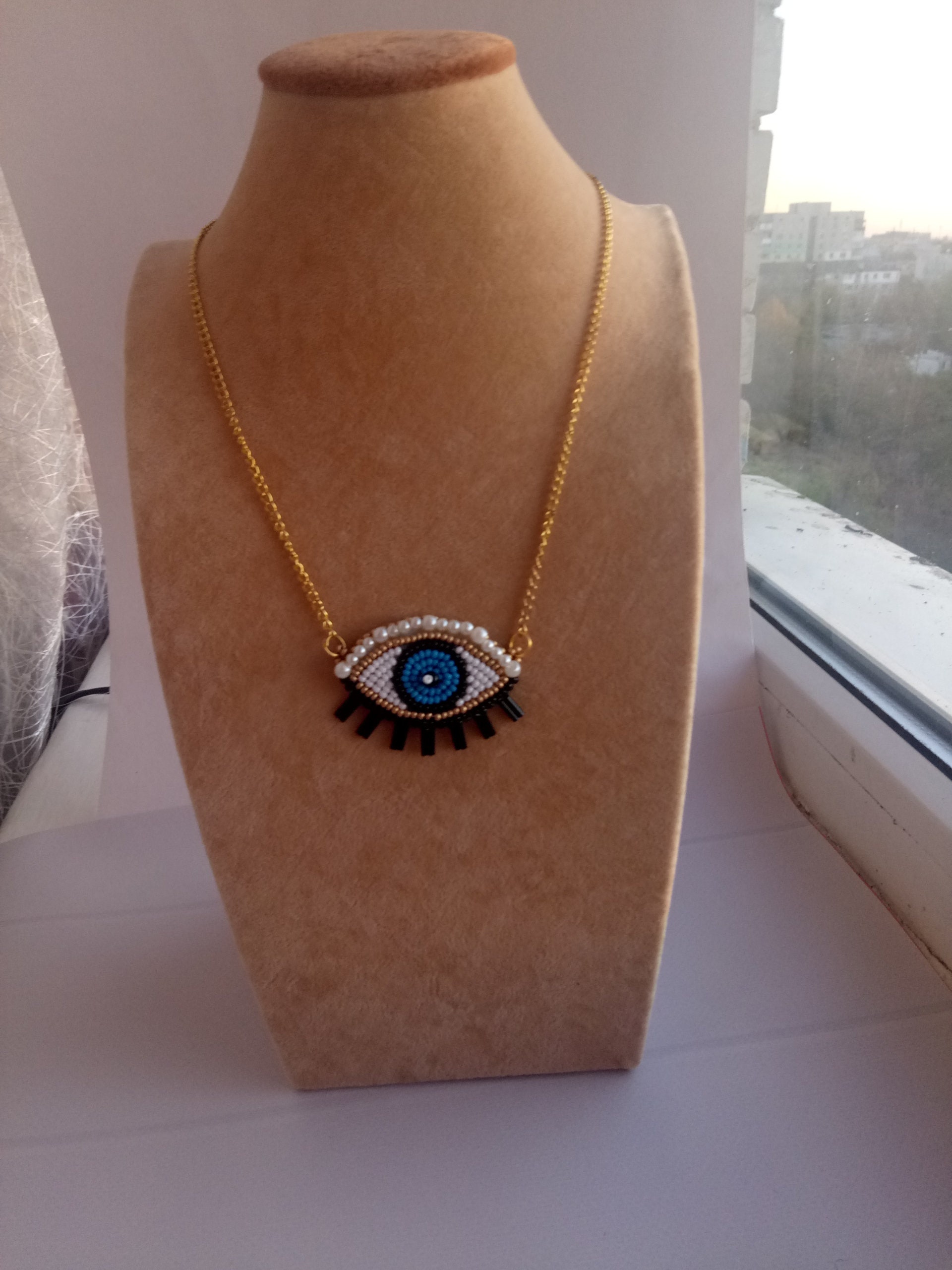 Evil Eye Beaded Necklace Blue Eye Necklace Trendy Jewelry Etsy