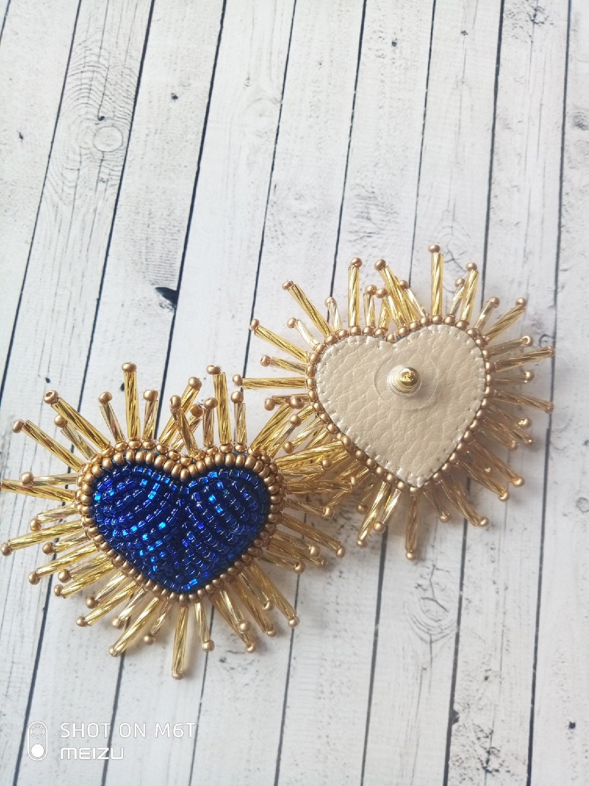 Radiant Beaded Heart Earrings Blue Shiny Hearts Earrings Etsy