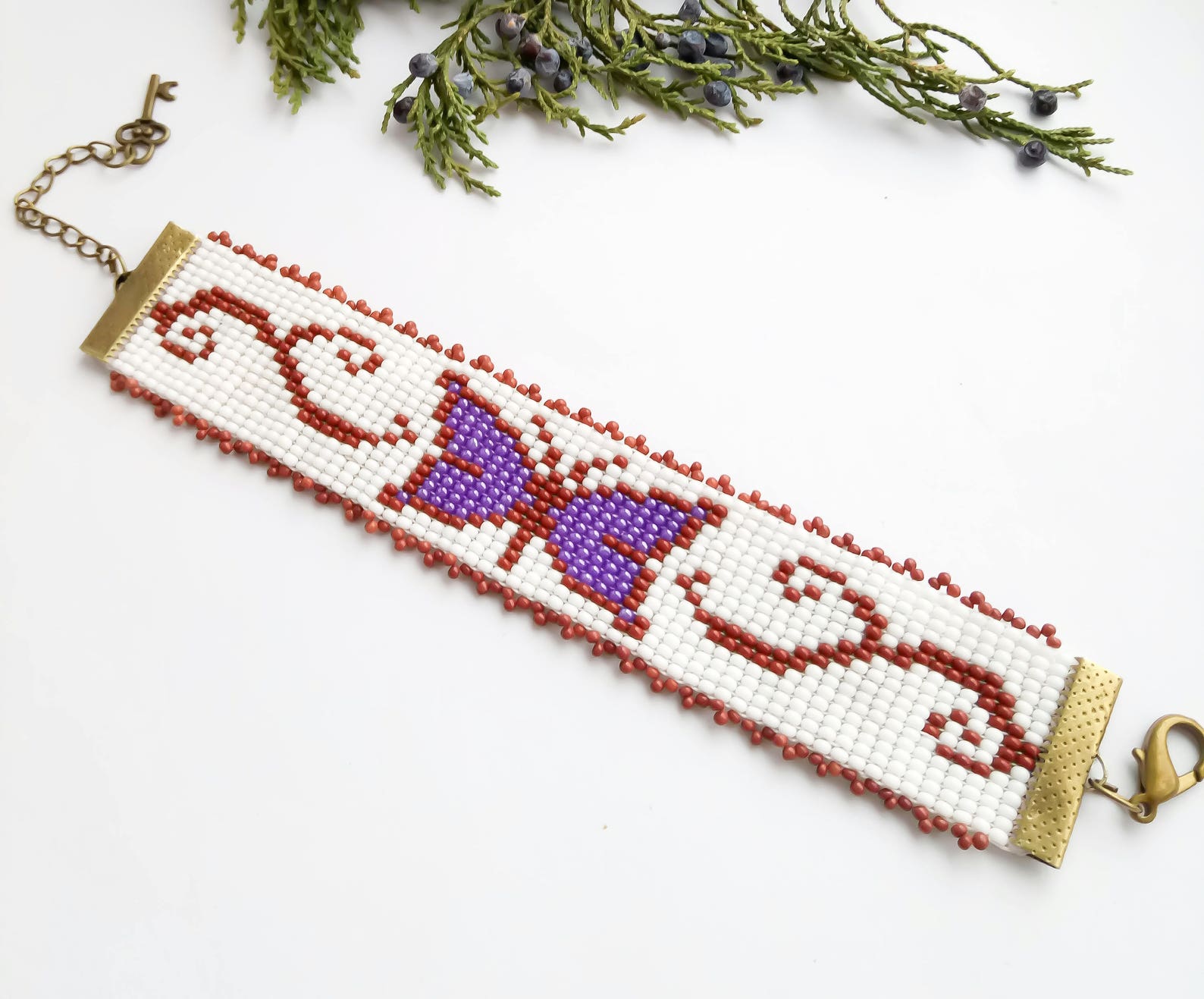 Beaded butterfly bracelet Beadwork bracelet White purple brown Etsy