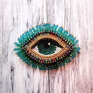 Evil Eye Perlen Brosche Gestickte Brosche Smaragd Auge Brosche Trending Schmuck