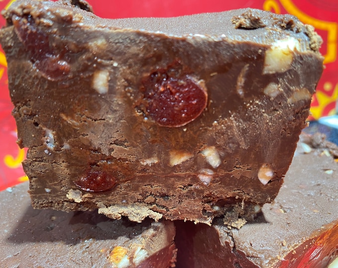 Semi-sweet dark chocolate cherry almond fudge 1/2 pound