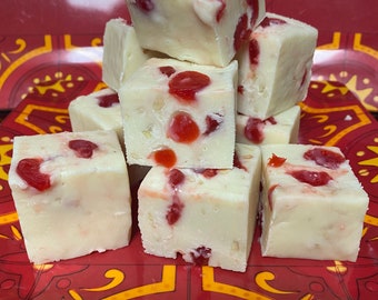 Cherry Almond White Chocolate Fudge 1/2 pound