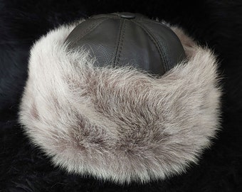 Handmade TOSCANA FUR HAT / Reddish Brown Toscana Leather