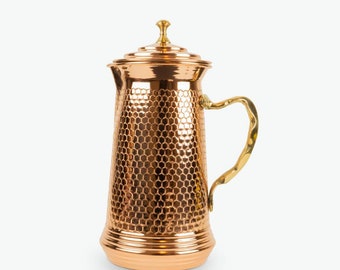 COPPER PITCHER with LID / Handmade / Copper Jug / Copper Beating