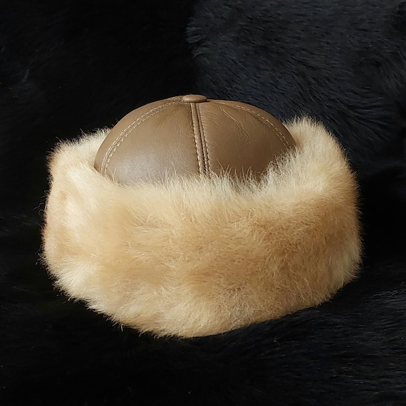 Handmade TOSCANA FUR HAT / Cream Brown Toscana Leather - Etsy display picture 1