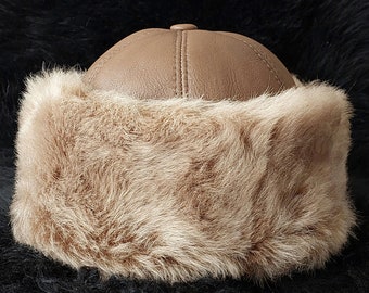 Handmade TOSCANA FUR HAT / Caramel Brown Toscana Leather