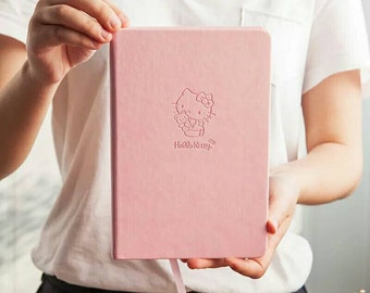 Authorised By Sanrio Hello Kitty Deluxe Leather Surface Moleskine Style Simple Planner - Pink or Red