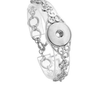 Noosa B4-A Link Snap Bracelet Snap Jewelry Bracelet 7 Magnolia /& Vine Fits 18mm Ginger Snaps Rhinestones Silvertone
