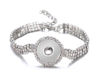 Noosa B4-A Link Snap Bracelet Snap Jewelry Bracelet 7 Magnolia /& Vine Fits 18mm Ginger Snaps Rhinestones Silvertone