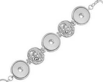 Noosa B4-A Link Snap Bracelet Snap Jewelry Bracelet 7 Magnolia /& Vine Fits 18mm Ginger Snaps Rhinestones Silvertone