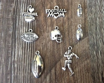 4 Football mom charms antique silver tone M842