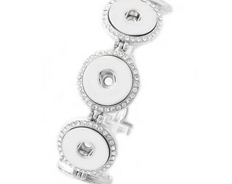 Noosa B4-A Link Snap Bracelet Snap Jewelry Bracelet 7 Magnolia /& Vine Fits 18mm Ginger Snaps Rhinestones Silvertone
