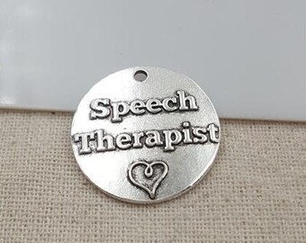 BULK 20 SLP Speech Language Pathologist Silver Tone Charms SC6785