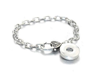 Noosa B4-A Link Snap Bracelet Snap Jewelry Bracelet 7 Magnolia /& Vine Fits 18mm Ginger Snaps Rhinestones Silvertone