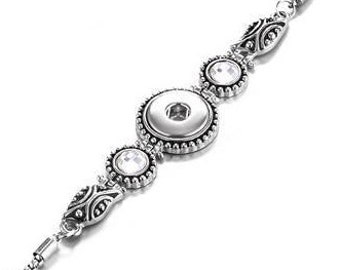Noosa B4-A Link Snap Bracelet Snap Jewelry Bracelet 7 Magnolia /& Vine Fits 18mm Ginger Snaps Rhinestones Silvertone