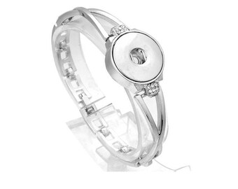 Noosa B4-A Link Snap Bracelet Snap Jewelry Bracelet 7 Magnolia /& Vine Fits 18mm Ginger Snaps Rhinestones Silvertone