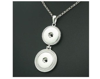 Snap Necklace Double Snap Rope Border Snap Necklace, Silvertone. 24" Chain.  Fits 18mm Ginger Snaps, Noosa, Magnolia & Vine, N15-GB/A