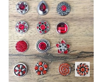 Red Snap Charms, Red Orange Snaps for 12mm PETITE/MINI Snap Jewelry,  Fits 12mm Ginger Snaps, Noosa, Magnolia & Vine, PS7