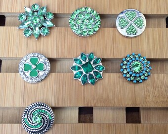 Green Snap Charms, Green, St Patrick's Snap Charms for Snap Jewelry.  Fits 18-20mm Ginger Snaps, Noosa, Magnolia and Vine, SC8