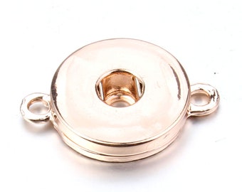 18mm DIY Snap Charm Connector, Flat Back, Double Ring, Rose Gold, 1pc for Earrings, Necklaces, Bracelets, Fits 18mm Ginger Snaps, DIY9/A