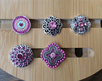 Hot Pink Snap Charms, Pink Snap, Fuchsia Snap Charms for Snap Jewelry.  Fits 18mm Ginger Snaps, Noosa, Magnolia and Vine, SC18