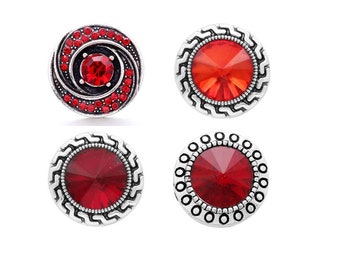 Red Snap Charms, Red Snap Buttons for Snap Jewelry, Fits 18mm Ginger Snaps, Magnolia & Vine, SC67