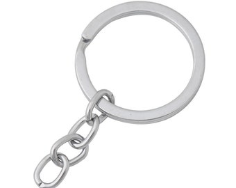 30mm Keyring, Keychain, DIY Keychain Blank, Split Key Ring, Key Chain Supplies, Keychain Fob with Chain, Key Chain Ring, Split Keyring