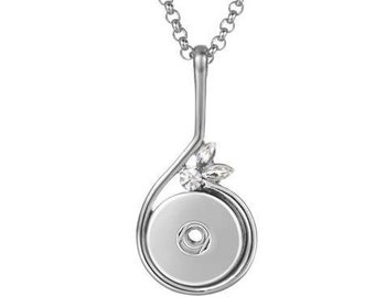 Snap Necklace,  Snap Jewelry Necklace, Rhinestones, Silvertone, 20" + 2" Ext Chain.  Fits 18mm Ginger Snaps, Noosa, Magnolia & Vine, N11-V