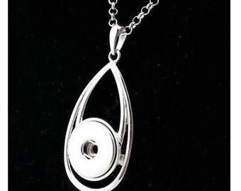 Snap Necklace, Snap Jewelry Necklace, Waterdrop, Silvertone, 22" Link Chain.  Fits 18mm Ginger Snaps, Noosa, Magnolia & Vine, N18