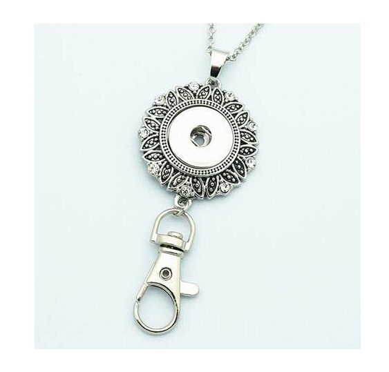 Lanyard Snap Necklace, Badge Holder, Snap Lanyard, Flower 26.5 Chain