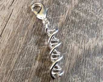 DNA Charm with Lobster Clasp, Silvertone, #PH0-DN