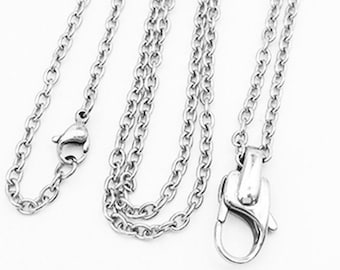 32" Stainless Steel Necklace Chain, Locket Chain Non-Tarnish, Charm Locket Chain, Silvertone, C4-B