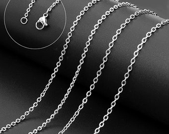 28" O Shaped Necklace Chain, Link Chain, Silvertone, C1/PB