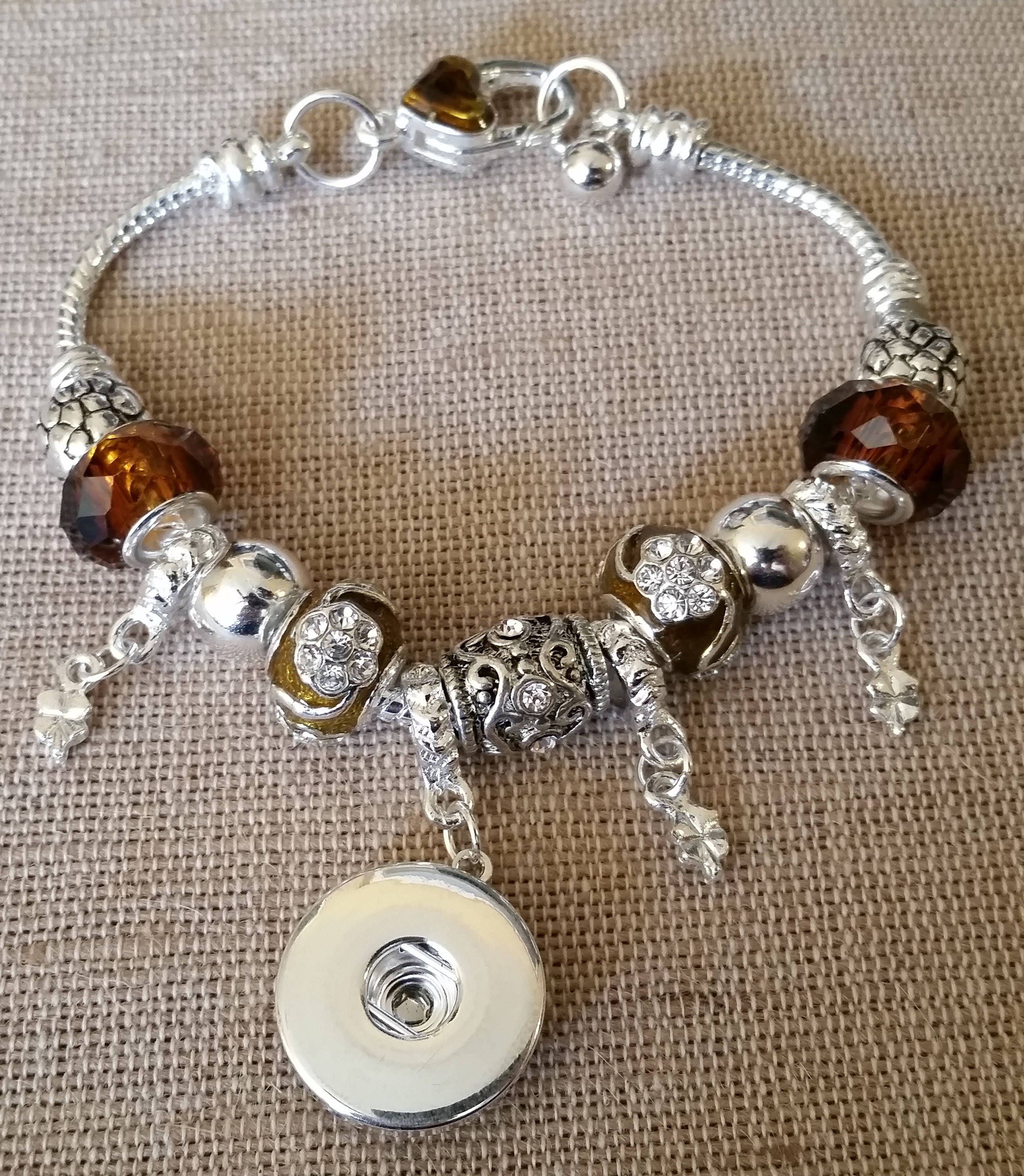 Snap Bracelet European Bead Snap Charm Bracelet 3 Colors Etsy