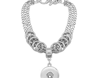 Snap Bracelet Link Chain, Silvertone.  Fits 18mm Ginger Snaps, Magnolia & Vine, B18