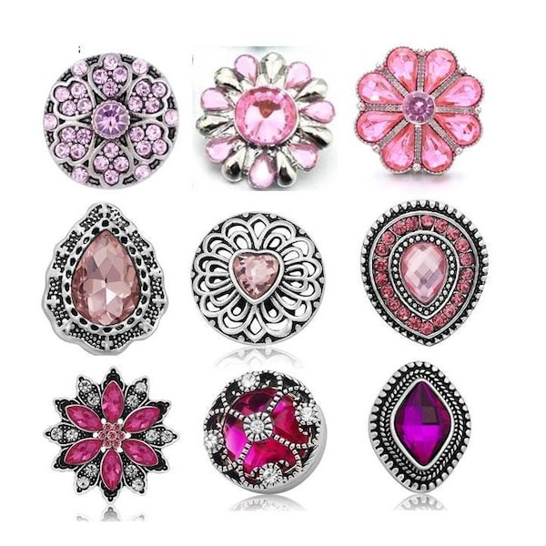 Pink Snap, Fuchsia Snap, Snap Charms for Snap Jewelry.  Fits 18mm - 20mm Ginger Snaps, Noosa, Magnolia & Vine, SC223