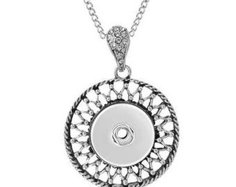 Snap Necklace, Snap Jewelry Necklace,  Silvertone, 22" Link Chain.  Fits 18mm Ginger Snaps, Noosa, Magnolia & Vine, N1-A