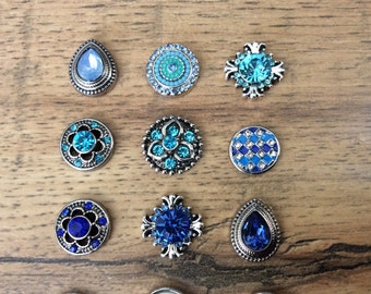 Aqua Blue, Sapphire Blue Snap Charms for 12mm PETITE/MINI Snap Jewelry,  Fits 12mm Ginger Snaps, Noosa, Magnolia & Vine, PS6