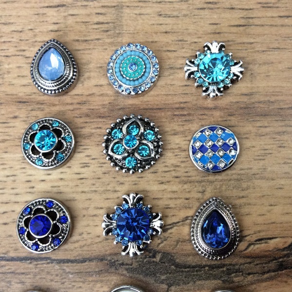 Aqua Blue, Sapphire Blue Snap Charms for 12mm PETITE/MINI Snap Jewelry,  Fits 12mm Ginger Snaps, Noosa, Magnolia & Vine, PS6