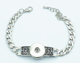 Snap Bracelet Link Chain Snap Bracelet, Snap Jewelry Bracelet, Silvertone.  Fits 18mm Ginger Snaps, Noosa, Magnolia & Vine, B20-GB