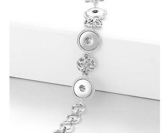 Snap Bracelet, Snap Jewelry Bracelet, 3 Snap Bracelet, Silvertone.  Fits 18mm Ginger Snaps, Noosa, Magnolia & Vine, B20-V