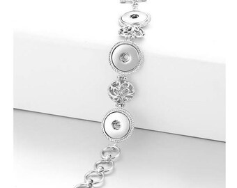 Snap Bracelet, Snap Jewelry Bracelet, 3 Snap Bracelet, Silvertone.  Fits 18mm Ginger Snaps, Noosa, Magnolia & Vine, B20-V