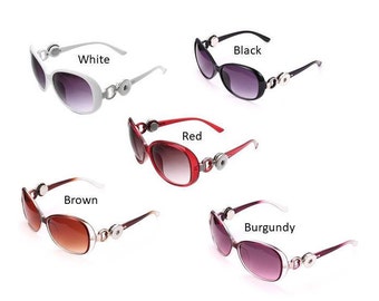 Snap Sunglasses 5 Colors Black, White, Red, Brown, Burgundy Snap Sunglasses.  Fits 18mm Ginger Snaps, Noosa, Magnolia & Vine, MW