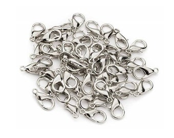 14mm Lobster Clasp - 14mm x 7mm, 10 pcs, Silvertone, DIY6