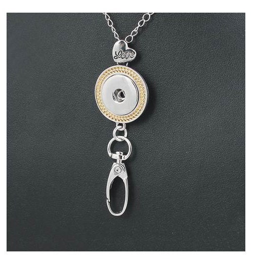 Lanyard Snap Necklace, Badge Holder Rope Border Love, 22 Chain