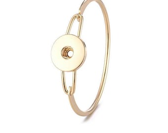 Snap Bracelet Wire Hook Bangle, Wire Eye Hook Snap Bangle, Goldtone. Fits 18mm Ginger Snaps, Noosa, Magnolia and Vine B22-V