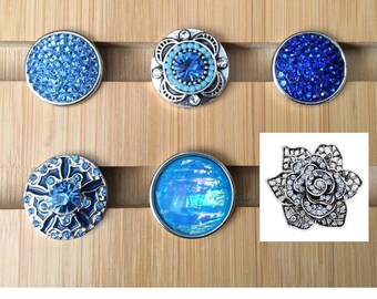 Blue Snap for Snap Jewelry, Blue Snap Button Charms.  Fits 18-20mm Ginger snaps, Noosa, Magnolia & Vine, SC39-B